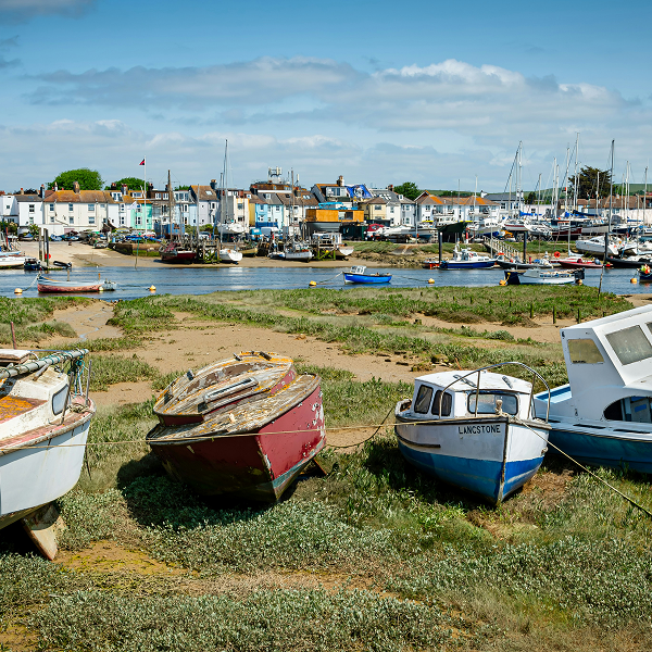 Boats moored on the Adur at Shoreham-by-Sea
